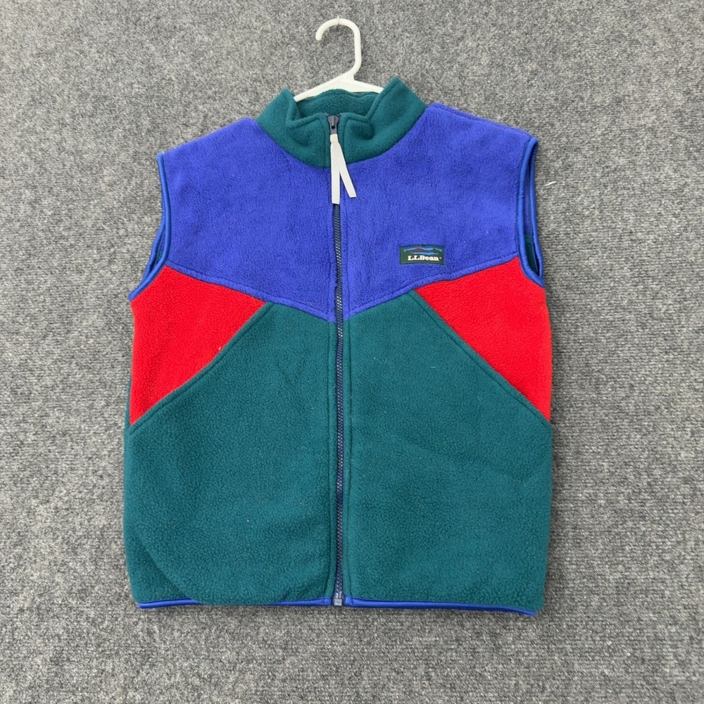 Vintage LL Bean Vest Kids XL Multicolor Polyester Fleece Full Zip Gorpcore